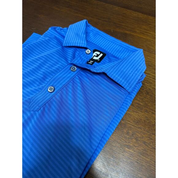FootJoy Golf Performance Striped Polo Men Large Blue Active Stretch FJ Athletic - Picture 1 of 10